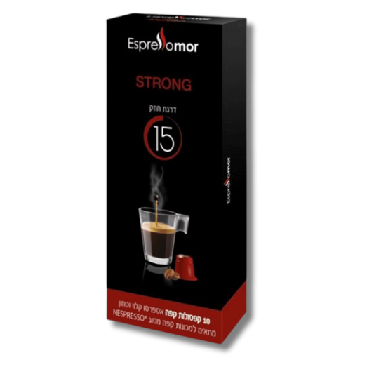 קפסולות אספרסו מור סטרונג דרגת חוזק 15 תואם נספרסו